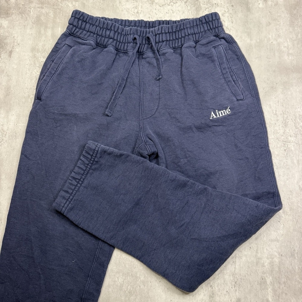 Aime Leon Dore Fleece Jogger Sweatpants Men's M Blue Embroidered Script Logo